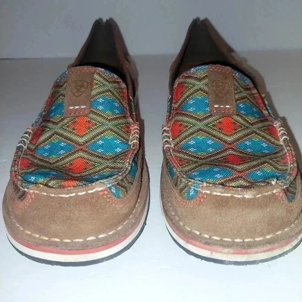 Ariat Cruiser Saddle Tan Suede/Aztec Print Shoe Womens 9.5 B - Picture 3 of 10